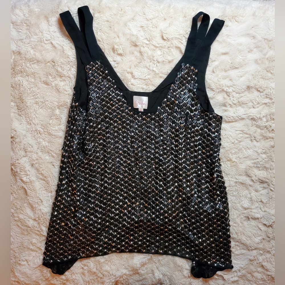 Parker Silk Sequined Top M